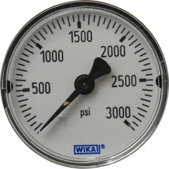 Wika - 2" Dial, 1/4 Thread, 0-3,000 Scale Range, Pressure Gauge - Center Back Connection Mount, Accurate to 3-2-3% of Scale - Americas Industrial Supply