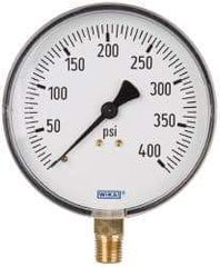 Wika - 4" Dial, 1/4 Thread, 0-400 Scale Range, Pressure Gauge - Lower Connection Mount, Accurate to 3-2-3% of Scale - Americas Industrial Supply