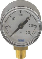 Wika - 1-1/2" Dial, 1/8 Thread, 0-300 Scale Range, Pressure Gauge - Lower Connection Mount, Accurate to 3-2-3% of Scale - Americas Industrial Supply