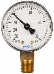 Wika - 2" Dial, 1/4 Thread, 30-0-30 Scale Range, Pressure Gauge - Lower Connection Mount, Accurate to 3-2-3% of Scale - Americas Industrial Supply