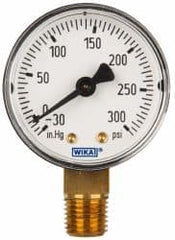 Wika - 2" Dial, 1/4 Thread, 30-0-300 Scale Range, Pressure Gauge - Lower Connection Mount, Accurate to 3-2-3% of Scale - Americas Industrial Supply