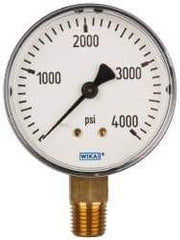 Wika - 2-1/2" Dial, 1/4 Thread, 0-4,000 Scale Range, Pressure Gauge - Lower Connection Mount, Accurate to 3-2-3% of Scale - Americas Industrial Supply