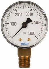 Wika - 2" Dial, 1/4 Thread, 0-5,000 Scale Range, Pressure Gauge - Lower Connection Mount, Accurate to 3-2-3% of Scale - Americas Industrial Supply