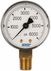 Wika - 2" Dial, 1/4 Thread, 0-6,000 Scale Range, Pressure Gauge - Lower Connection Mount, Accurate to 3-2-3% of Scale - Americas Industrial Supply