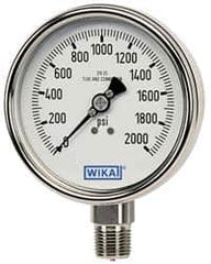 Wika - 4" Dial, 1/4 Thread, 0-30 Scale Range, Pressure Gauge - Lower Back Connection Mount, Accurate to 1% of Scale - Americas Industrial Supply
