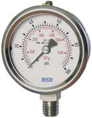 Wika - 2-1/2" Dial, 1/4 Thread, 0-15 Scale Range, Pressure Gauge - Lower Connection Mount, Accurate to 2-1-2% of Scale - Americas Industrial Supply