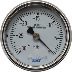 Wika - 2-1/2" Dial, 1/4 Thread, 30-0 Scale Range, Pressure Gauge - Center Back Connection Mount, Accurate to 2-1-2% of Scale - Americas Industrial Supply