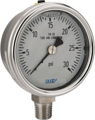 Wika - 2-1/2" Dial, 1/4 Thread, 0-30 Scale Range, Pressure Gauge - Lower Connection Mount, Accurate to 2-1-2% of Scale - Americas Industrial Supply