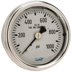 Wika - 2-1/2" Dial, 1/4 Thread, 0-1,000 Scale Range, Pressure Gauge - Center Back Connection Mount, Accurate to 2-1-2% of Scale - Americas Industrial Supply