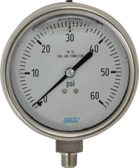 Wika - 4" Dial, 1/4 Thread, 0-60 Scale Range, Pressure Gauge - Lower Connection Mount, Accurate to 1% of Scale - Americas Industrial Supply