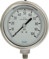 Wika - 4" Dial, 1/4 Thread, 0-100 Scale Range, Pressure Gauge - Lower Connection Mount, Accurate to 1% of Scale - Americas Industrial Supply