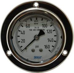 Wika - 2-1/2" Dial, 1/4 Thread, 0-160 Scale Range, Pressure Gauge - Lower Back Connection Mount, Accurate to 2-1-2% of Scale - Americas Industrial Supply
