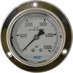Wika - 2-1/2" Dial, 1/4 Thread, 0-5,000 Scale Range, Pressure Gauge - Lower Back Connection Mount, Accurate to 2-1-2% of Scale - Americas Industrial Supply