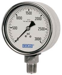 Wika - 2-1/2" Dial, 1/4 Thread, 0-1,000 Scale Range, Pressure Gauge - Lower Back Connection Mount, Accurate to 2-1-2% of Scale - Americas Industrial Supply