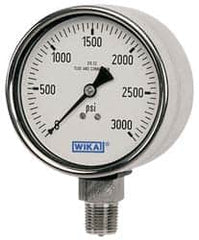 Wika - 2-1/2" Dial, 1/4 Thread, 0-30 Scale Range, Pressure Gauge - Lower Back Connection Mount, Accurate to 2-1-2% of Scale - Americas Industrial Supply