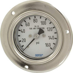 Wika - 2-1/2" Dial, 1/4 Thread, 0-160 Scale Range, Pressure Gauge - Lower Back Connection Mount, Accurate to 2-1-2% of Scale - Americas Industrial Supply