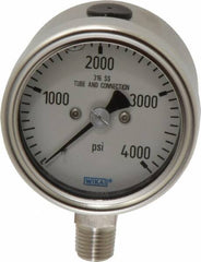 Wika - 2-1/2" Dial, 1/4 Thread, 0-4,000 Scale Range, Pressure Gauge - Lower Connection Mount, Accurate to 2-1-2% of Scale - Americas Industrial Supply