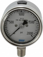 Wika - 2-1/2" Dial, 1/4 Thread, 0-2,000 Scale Range, Pressure Gauge - Lower Connection Mount, Accurate to 2-1-2% of Scale - Americas Industrial Supply