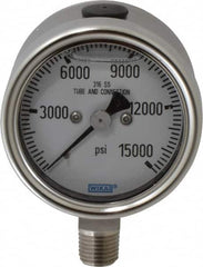 Wika - 2-1/2" Dial, 1/4 Thread, 0-15,000 Scale Range, Pressure Gauge - Lower Connection Mount, Accurate to 2-1-2% of Scale - Americas Industrial Supply