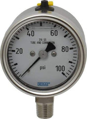 Wika - 2-1/2" Dial, 1/4 Thread, 100 Scale Range, Pressure Gauge - Lower Connection Mount, Accurate to 2-1-2% of Scale - Americas Industrial Supply