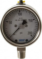 Wika - 2-1/2" Dial, 1/4 Thread, 200 Scale Range, Pressure Gauge - Lower Connection Mount, Accurate to 2-1-2% of Scale - Americas Industrial Supply