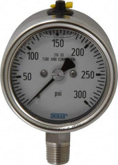 Wika - 2-1/2" Dial, 1/4 Thread, 300 Scale Range, Pressure Gauge - Lower Connection Mount, Accurate to 2-1-2% of Scale - Americas Industrial Supply