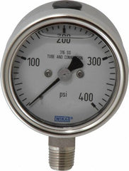 Wika - 2-1/2" Dial, 1/4 Thread, 400 Scale Range, Pressure Gauge - Lower Connection Mount, Accurate to 2-1-2% of Scale - Americas Industrial Supply