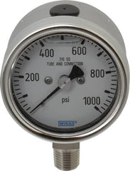 Wika - 2-1/2" Dial, 1/4 Thread, 1,000 Scale Range, Pressure Gauge - Lower Connection Mount, Accurate to 2-1-2% of Scale - Americas Industrial Supply