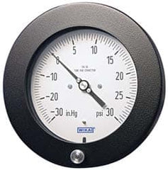 Wika - 4-1/2" Dial, 1/4 Thread, 0-60 Scale Range, Pressure Gauge - Lower Back Connection Mount, Accurate to 0.5% of Scale - Americas Industrial Supply