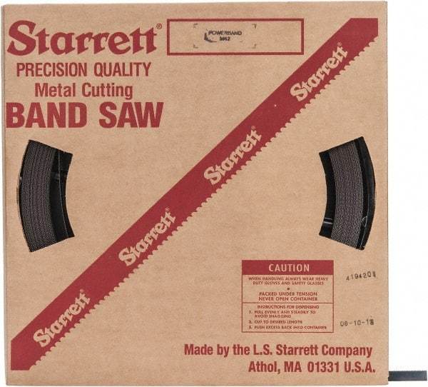 Starrett - 1/2" x 100' x 0.035" Bi-Metal Band Saw Blade Coil Stock - 14 TPI, Toothed Edge, Straight Form, Raker Set, No Rake Angle, Constant Pitch, Contour Cutting - Americas Industrial Supply