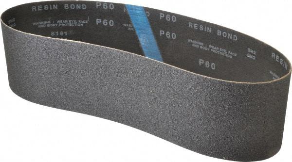 Made in USA - 4" Wide x 36" OAL, 60 Grit, Silicon Carbide Abrasive Belt - Silicon Carbide, Medium, Coated, X/Y Weighted Cloth Backing, Wet/Dry, Series S181 - Americas Industrial Supply