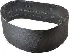 Made in USA - 4" Wide x 36" OAL, 120 Grit, Silicon Carbide Abrasive Belt - Silicon Carbide, Fine, Coated, X/Y Weighted Cloth Backing, Wet/Dry, Series S181 - Americas Industrial Supply