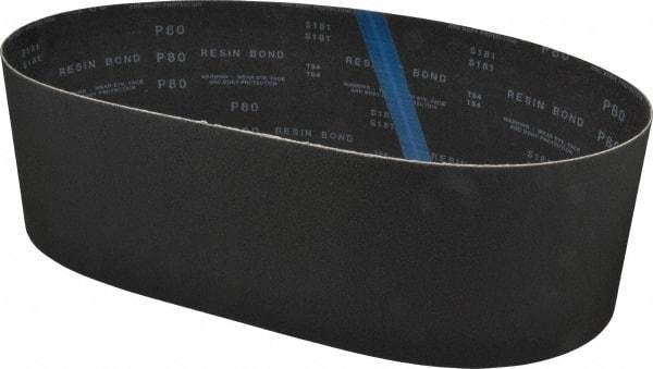 Made in USA - 6" Wide x 48" OAL, 80 Grit, Silicon Carbide Abrasive Belt - Silicon Carbide, Medium, Coated, X/Y Weighted Cloth Backing, Wet/Dry, Series S181 - Americas Industrial Supply