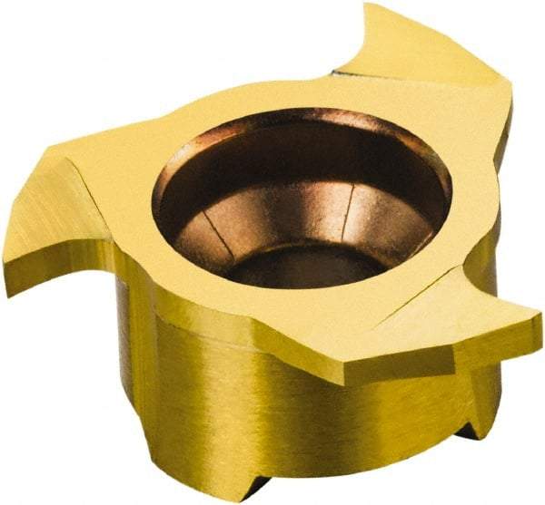 Sandvik Coromant - 327-GM GM Grade 1025 Carbide Groove Milling Tip Insert - TiAlN/TiN Finish, 3 Flutes, 9.7mm Cutting Diam, 1.5mm Depth of Cut, 3.5mm Extension, 0.0079" Cnr Rad - Americas Industrial Supply