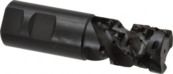 Kennametal - 1-1/4" Cut Diam, 1.764" Max Depth of Cut, 1-1/4" Shank Diam, 4.371" OAL, Indexable Square Shoulder Helical End Mill - EC10.., EP10.. Inserts, Weldon Shank, 0° Lead Angle - Americas Industrial Supply