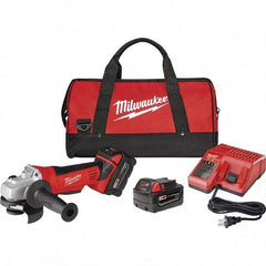 Milwaukee Tool - 4-1/2" Wheel Diam, 9,000 RPM, Cordless Cutoff & Cutoff-Grinder Tool - Right Angle Handle, Battery Included - Americas Industrial Supply