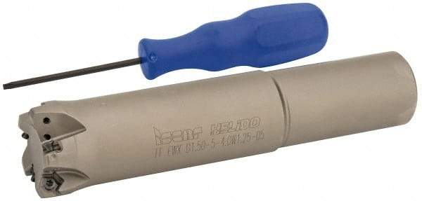 Iscar - 1-1/2" Cut Diam, 0.04" Max Depth, 1-1/4" Shank Diam, Weldon Shank Indexable High-Feed End Mill - Screw Holding Method, H600 WXCU 05 Insert, FF EWX-05 Toolholder, Through Coolant - Americas Industrial Supply