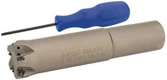 Iscar - 1-1/2" Cut Diam, 0.04" Max Depth, 1-1/4" Shank Diam, Weldon Shank Indexable High-Feed End Mill - Screw Holding Method, H600 WXCU 05 Insert, FF EWX-05 Toolholder, Through Coolant - Americas Industrial Supply