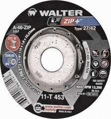 WALTER Surface Technologies - 4-1/2" Wheel Diam, 1/16" Wheel Thickness, 7/8" Arbor Hole, Depressed Center Wheel - Aluminum Oxide/Silicon Carbide Blend, 13,300 Max RPM - Americas Industrial Supply