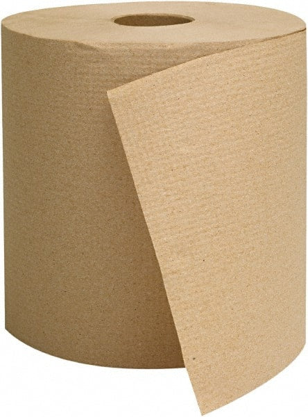 Paper Towels: Hard Roll, 6 Rolls, Roll, 1 Ply, Brown 12″ Wide, 800' Roll Length