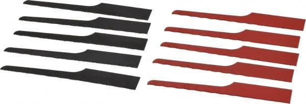 Value Collection - 10 Piece, 4" Long, Steel Reciprocating Saw Blade Set - 24 to 32 Teeth per Inch - Americas Industrial Supply