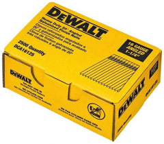 DeWALT - 16 Gauge 1-1/4" Long Finishing Nails for Power Nailers - Grade 2 Steel, Galvanized Finish, Angled Stick Collation - Americas Industrial Supply