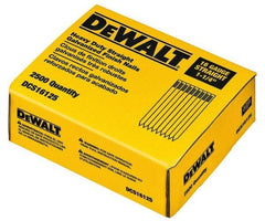 DeWALT - 16 Gauge 1-1/4" Long Finishing Nails for Power Nailers - Grade 2 Steel, Galvanized Finish, Straight Stick Collation - Americas Industrial Supply