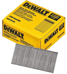DeWALT - 16 Gauge 1-1/2" Long Finishing Nails for Power Nailers - Grade 2 Steel, Galvanized Finish, Straight Stick Collation - Americas Industrial Supply