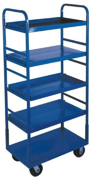 Win-Holt - 1,000 Lb Capacity, 22" Wide x 72" High Standard Utility Cart - 5 Shelf, Steel, 2 Rigid/2 Swivel Casters - Americas Industrial Supply