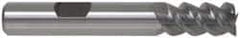 Accupro - 1", 4" LOC, 1" Shank Diam, 6-1/2" OAL, 3 Flute, Powdered Metal Square End Mill - Single End, TiCN Finish, Spiral Flute, 42° Helix, Centercutting, Right Hand Cut, Right Hand Flute - Americas Industrial Supply