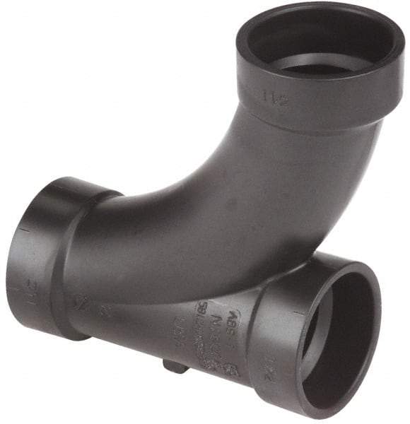 NIBCO - 1-1/2", ABS Drain, Waste & Vent Pipe Long Radius TY - Hub x Hub x Hub - Americas Industrial Supply
