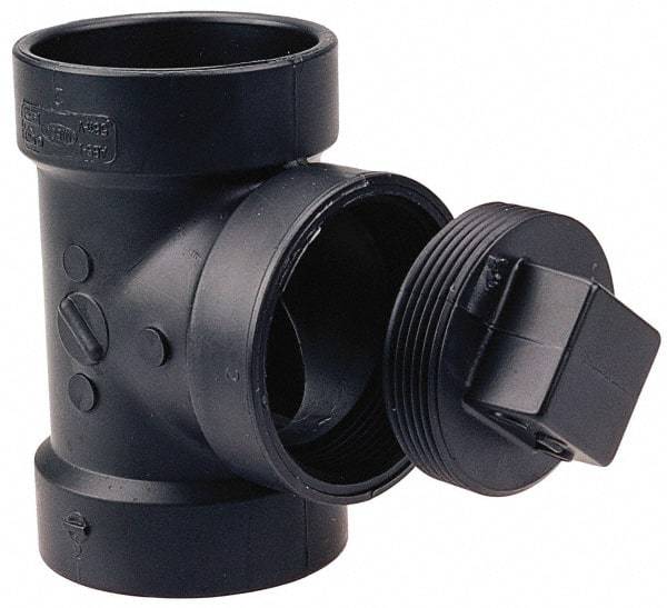 NIBCO - 3", ABS Drain, Waste & Vent Pipe Test Tee - Hub x Hub x CO with Plug - Americas Industrial Supply