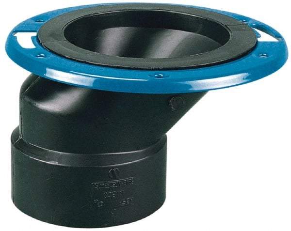 NIBCO - 4 x 3" Pipe, 5-3/8" OD, ABS Offset Adjustable Closet Flange - 180° Max Working Temp, Hub End Connections - Americas Industrial Supply