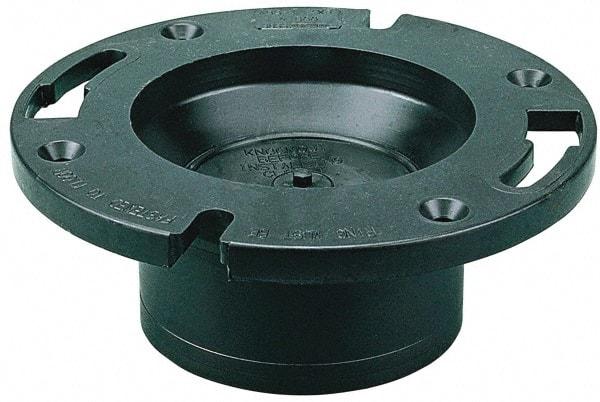 NIBCO - 4 x 3" Pipe, 5-3/8" OD, ABS Closet Flange with Knockout Test Plug - 180° Max Working Temp, Hub End Connections - Americas Industrial Supply
